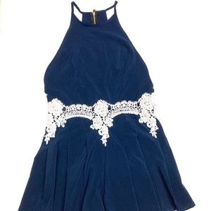 MLR women’s navy embroidered romper